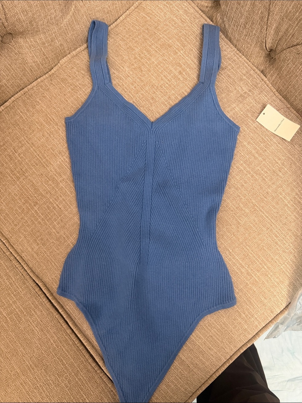 Abercrombie & Fitch Blue Ribbed V‑Neck Bodysuit